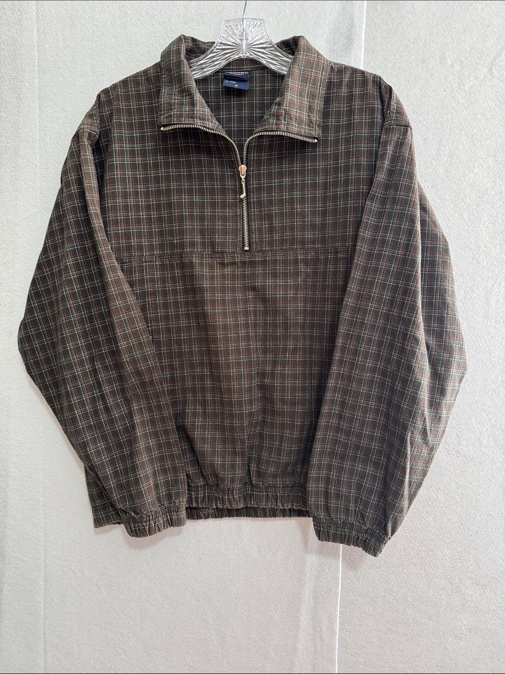 Fairway Outfitters Vintage Plaid Half-Zip Lightweight Shirt Jacket - Brown/Green